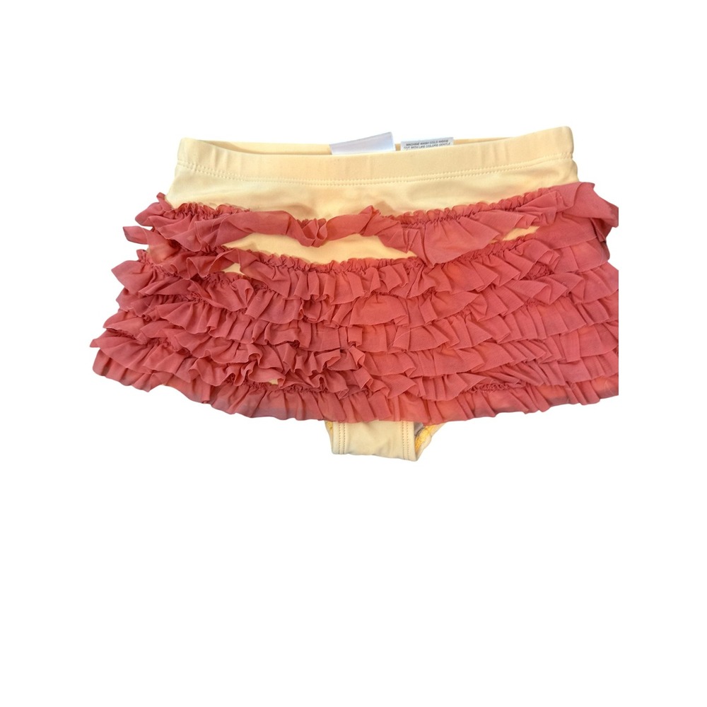 Hanna Andersson Swim Skirt Girls 5 Pink Tiered Ruffle Colorblock Swim Bottom